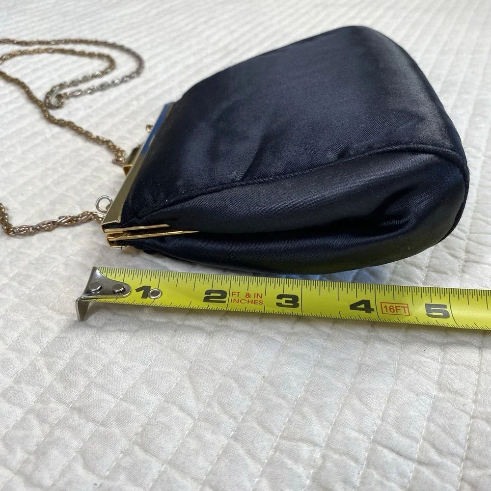 Womens Black Shoulder Chain Strap Pleated Mini Clutch Purse Party Wedding Guest